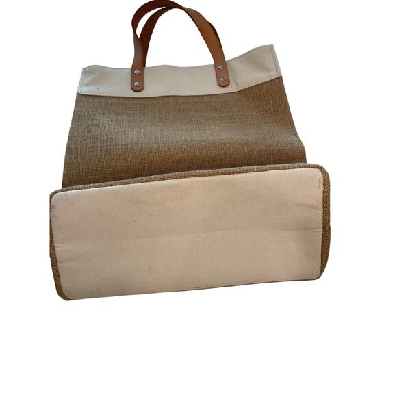 Brighton Canvas Tote Love Makes the Earth Go Round Tan Globe Heart EUC - Picture 3 of 6